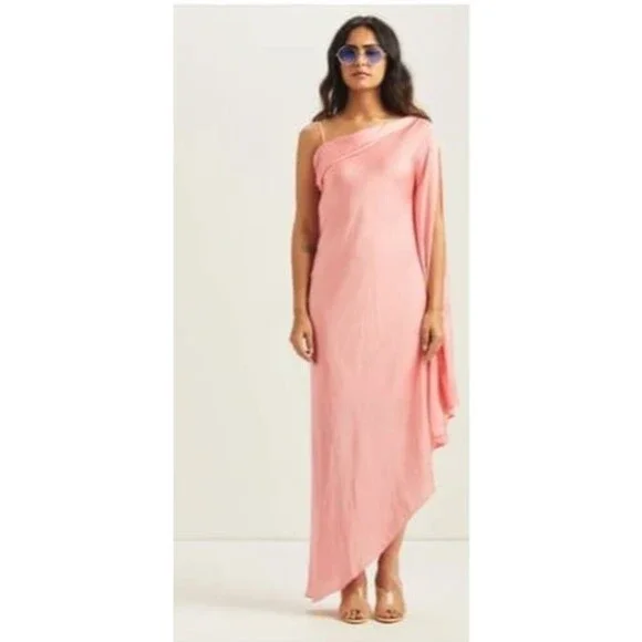 Guapa Girlfriend Cowl Toga Pink Dresses One Shoulder Size‎ XL